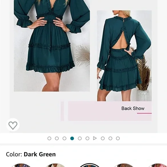 Sokoto woman spring summer deep v neck ruffle long sleeve mini dress - Picture 5 of 7